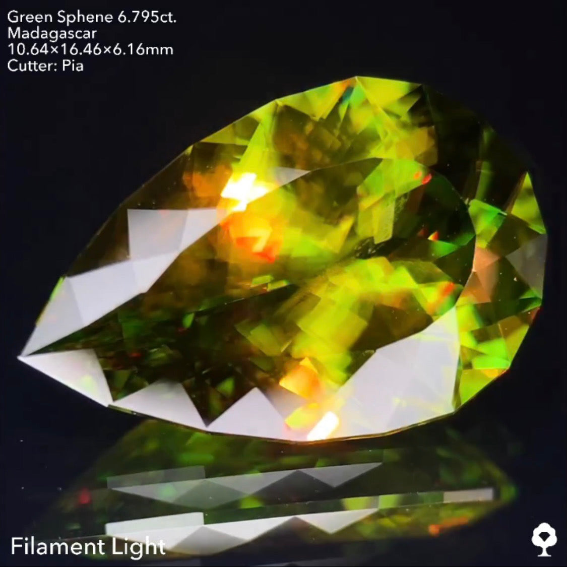 【1ヶ月オークション‼️9/20(火)21:30終了‼️】マダガスカルグリーンスフェーン6.795ct ピアッちゃん作品