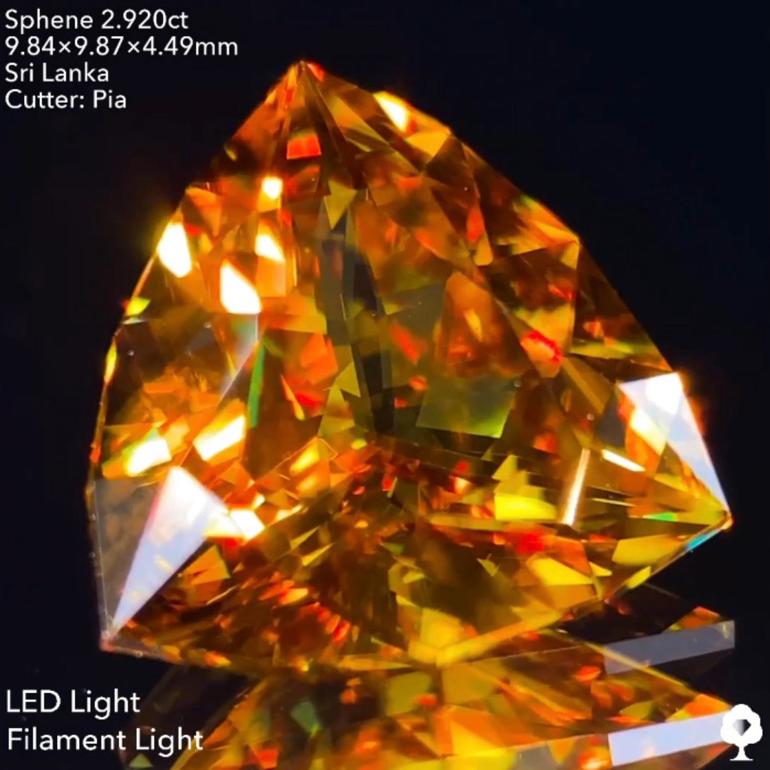 抜群のプロポーションのファンシートリリアント🌈スリランカ産スフェーン2.920ct✨ピアッちゃん作品💎