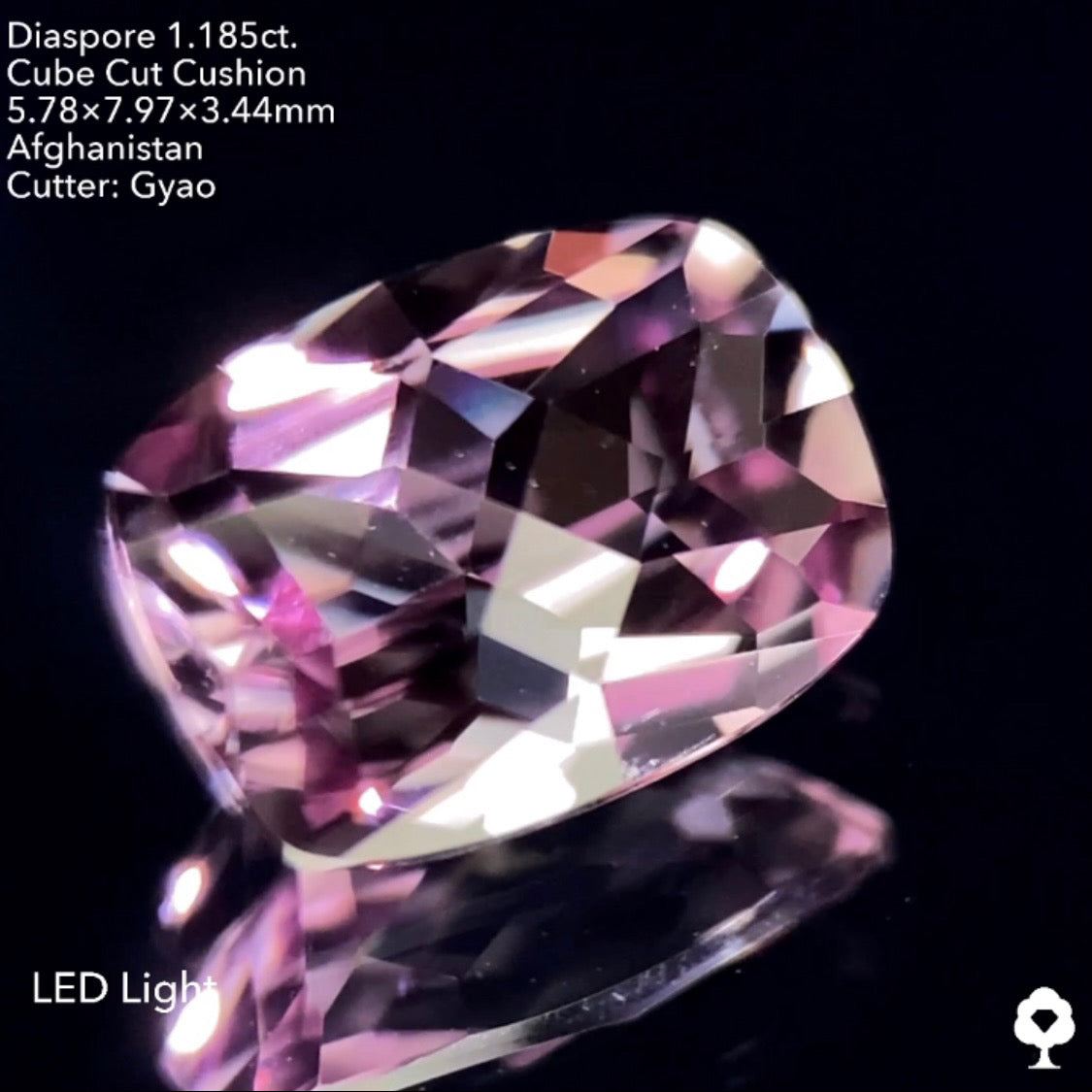【SOLDOUT】多色美色ピンクがたまらない斜め45°の"田"キューブカット★ダイアスポア1.185ct ゲオちゃん作品
