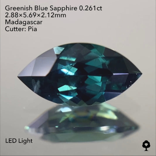 【SOLD OUT】★ゲームオーバーのたびに安くなる逆オークション★グリニッシュブルーサファイア0.261ct ピアッちゃん作品 4/3サイレンGAME配信