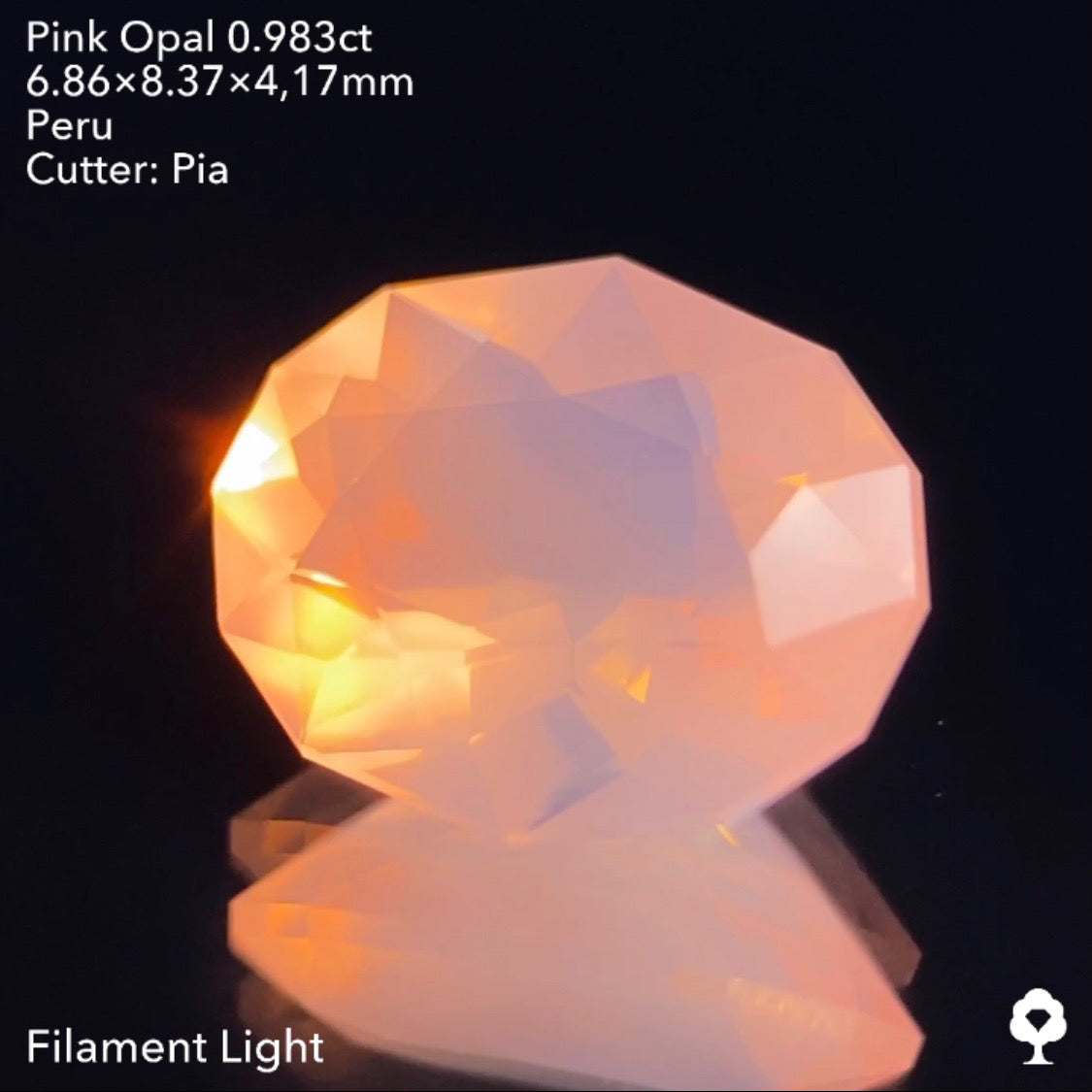 【GTJウェブサイト個展プライス】透明度・シルキーさ・色合い・カットのバランス抜群★ピンクオパール0.983ct ピアッちゃん作品