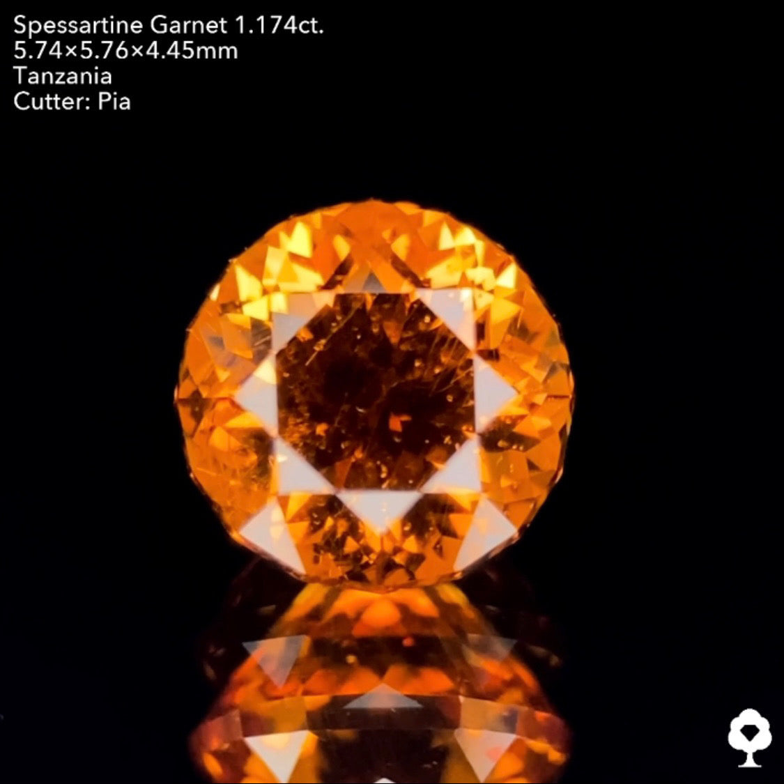 【お客さま専用】太陽のような煌めきを放つ針インクル入りの大人気16角形ラウンド★スペサタイトガーネット1.174ct.ピアッちゃん作品