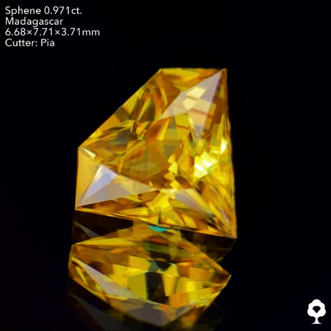 コレぞマダガスカルゴールドといえる煌めき抜群の宝石形★マダガスカルスフェーン0.971ct. ピアッちゃん作品