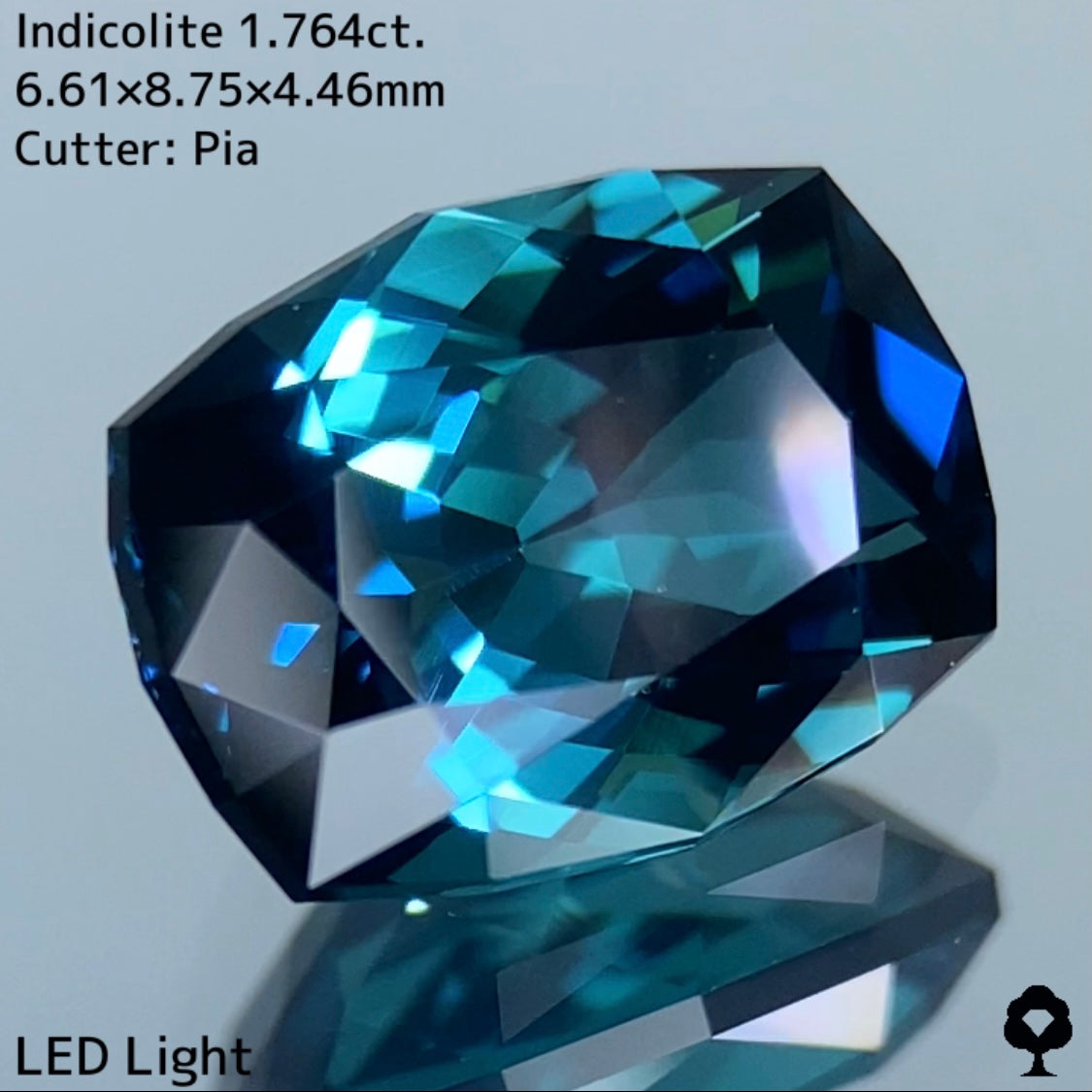 深い色合いから強烈な美色を放つ石質抜群のファンシークッション★インディゴライト 1.764ct