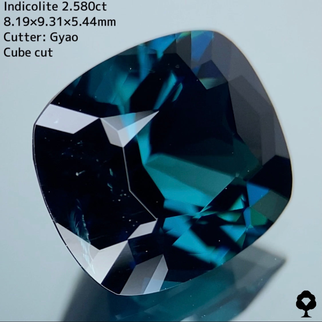 深海の美しさ感じる縁取り変則キューブカット★インディコライト 2.580ct【Cube cut】