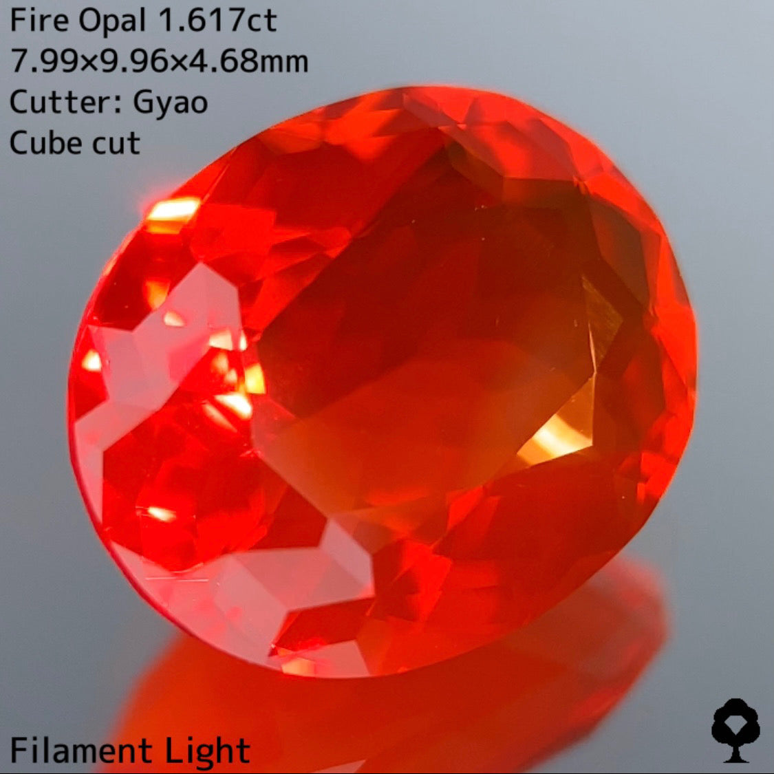 鮮やかオレンジが燃える変則キューブオーバル★ファイアーオパール 1.617ct【Cube cut】