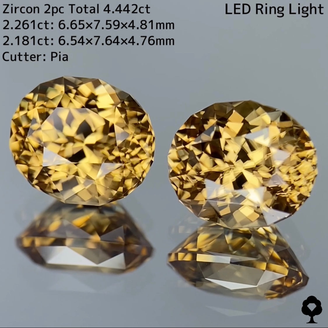 ゴージャスかつシックさもある存在感抜群のギラギラペア★ジルコン 2.261ct / 2.181ct / 2pc Total 4.442ct【10ZBご利用可】