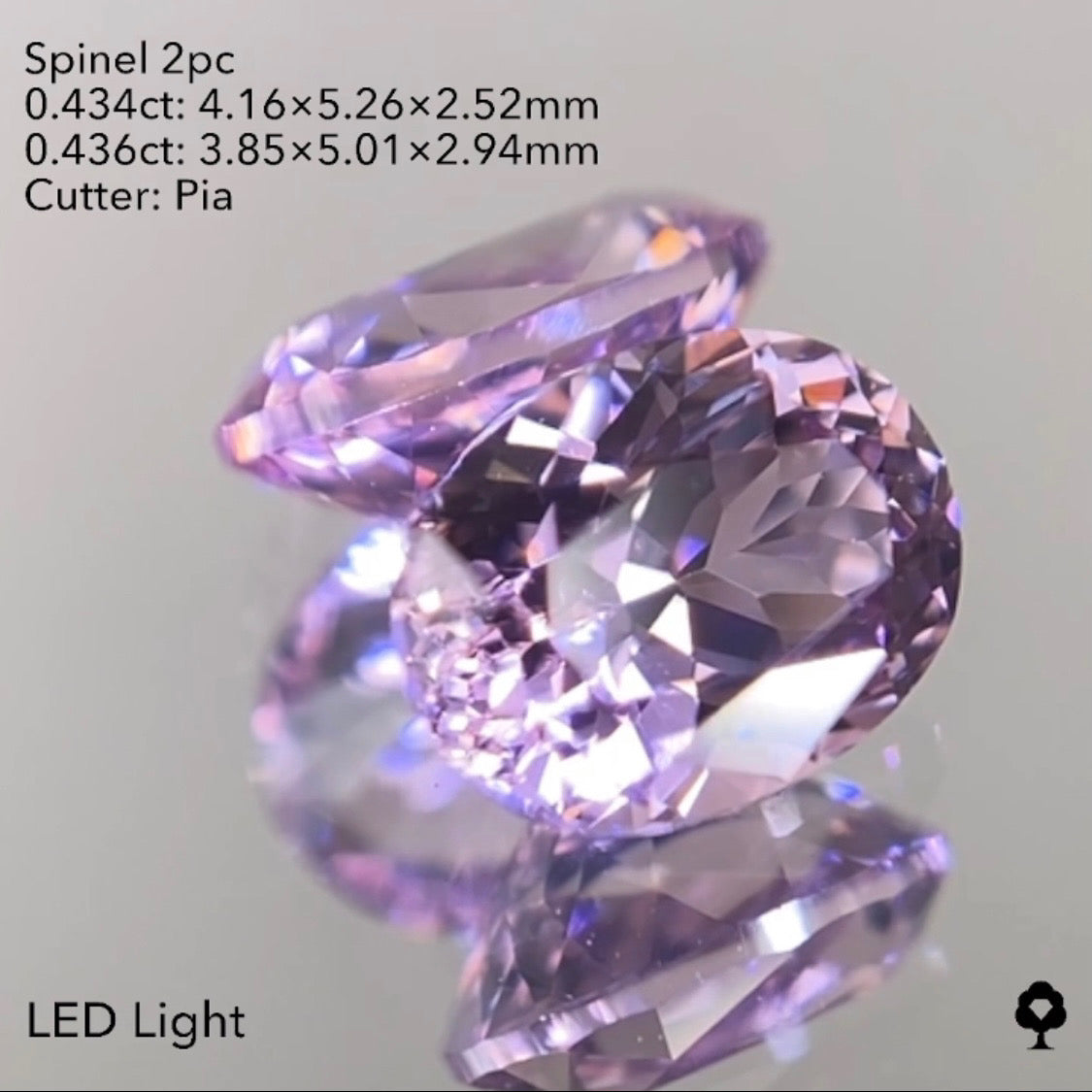 ★30分オークション★【21:10終了】可愛いピンクとパープルの色見比べセット★スピネル2個 0.434ct/0.436ct ピアッちゃん作品