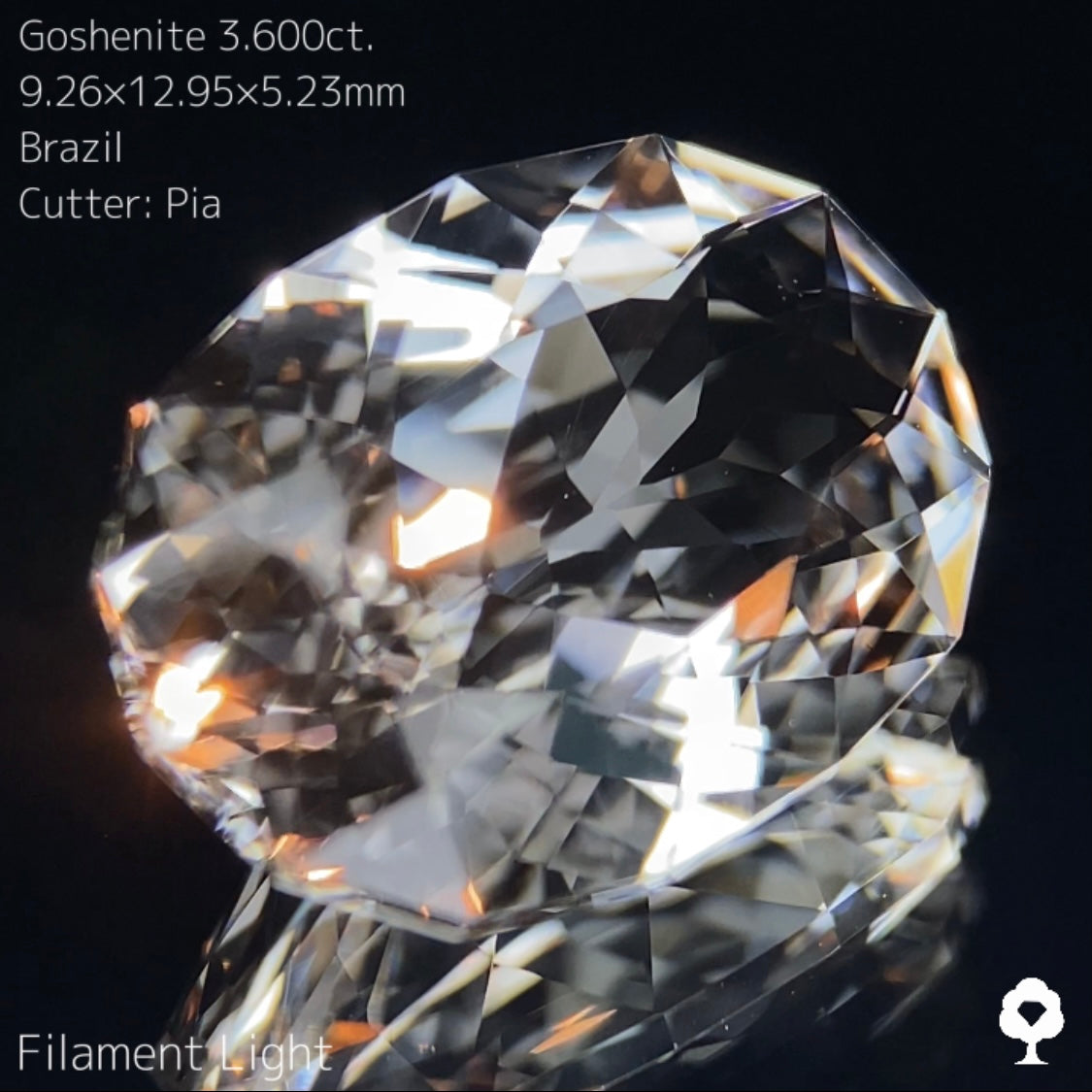 最高のクラリティから放たれる凄まじい輝きの抜群カット★ゴッシェナイト3.600ct ピアッちゃん作品