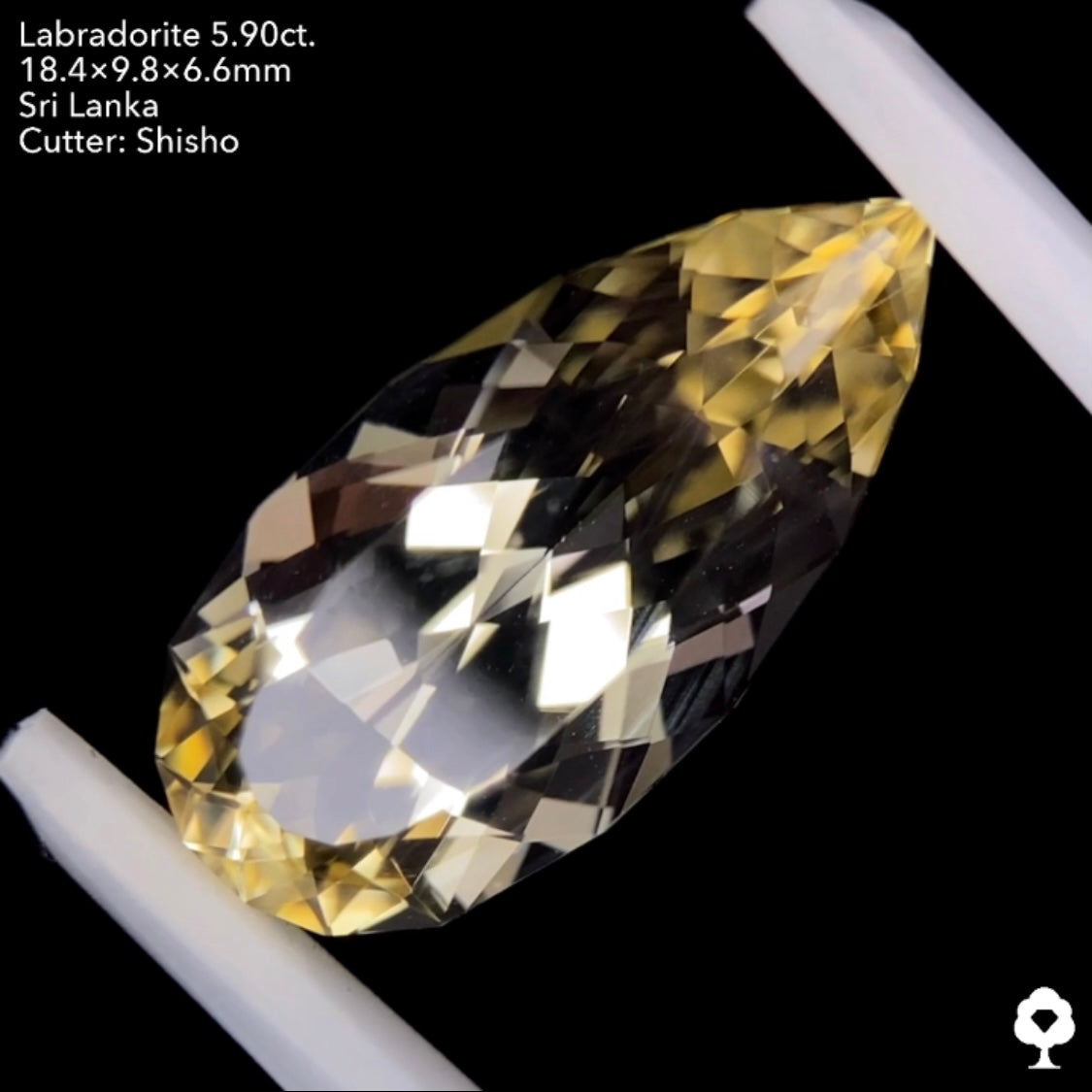【SOLD OUT】圧倒的な存在感と細やかな煌めきを放つロングファンシーペアシェイプ★ラブラドライト5.90ct. 師匠作品★お問合せ特別価格★