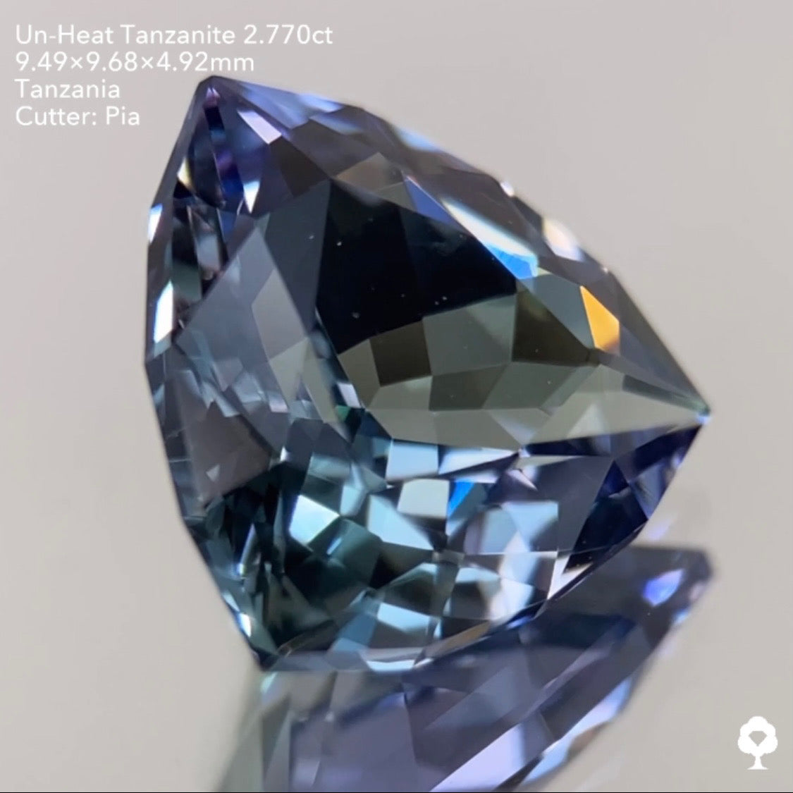 SOLD OUT【GTJウェブサイト個展プライス】非加熱の多色感がファンシートリリアントによって激カッコよく仕上がる★非加熱タンザナイト2.770ct ピアッちゃん作品