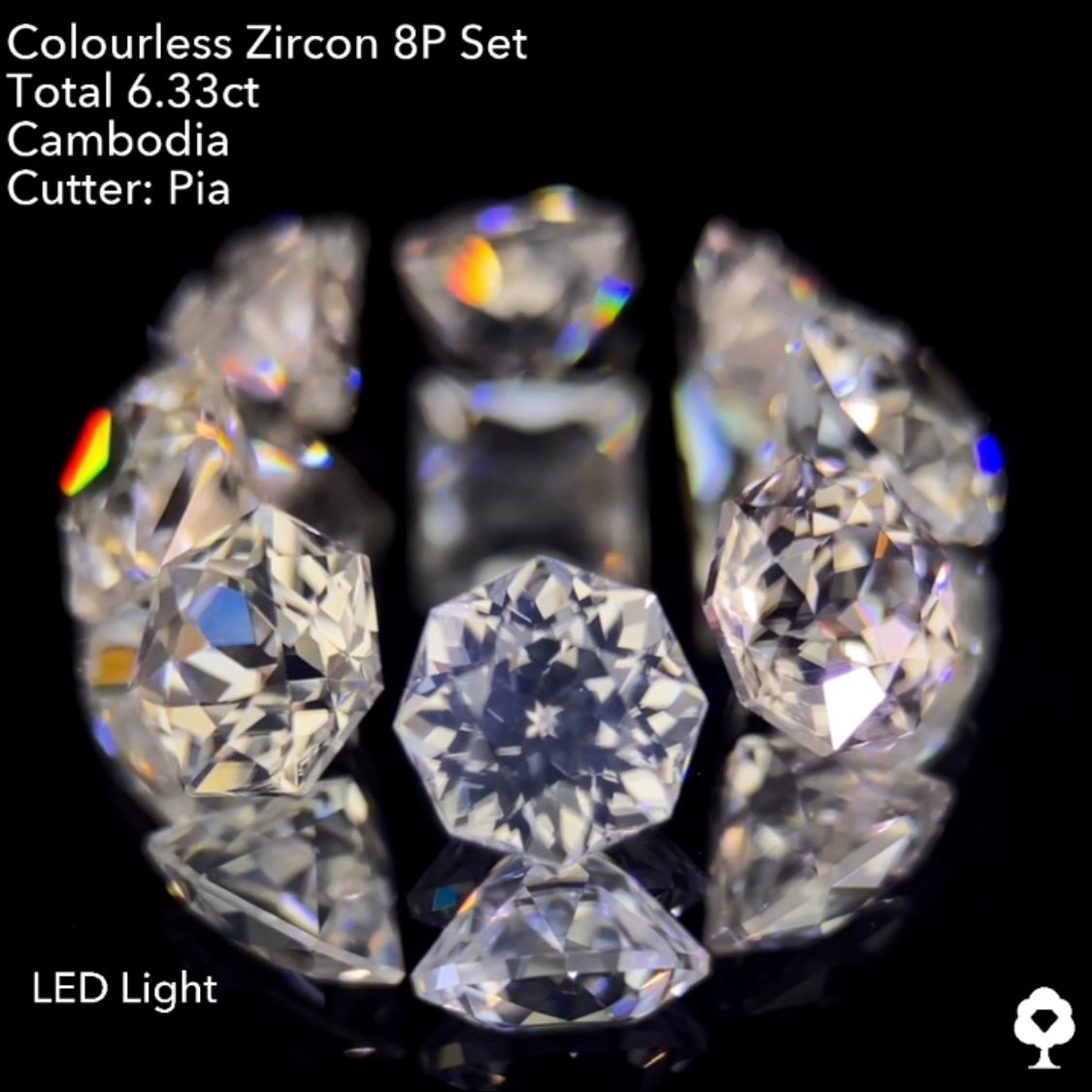 【8/1(月)終了‼️1ヶ月オークション‼️】圧巻の輝きと可愛さのボリューム抜群な多角形セット★カラーレスジルコン 8個セット 計6.33ct. ピアッちゃん作品