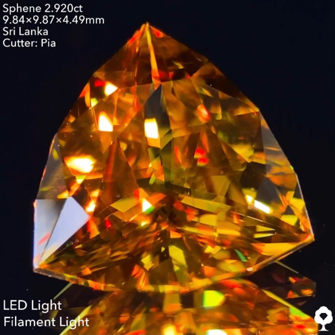 抜群のプロポーションのファンシートリリアント🌈スリランカ産スフェーン2.920ct✨ピアッちゃん作品💎