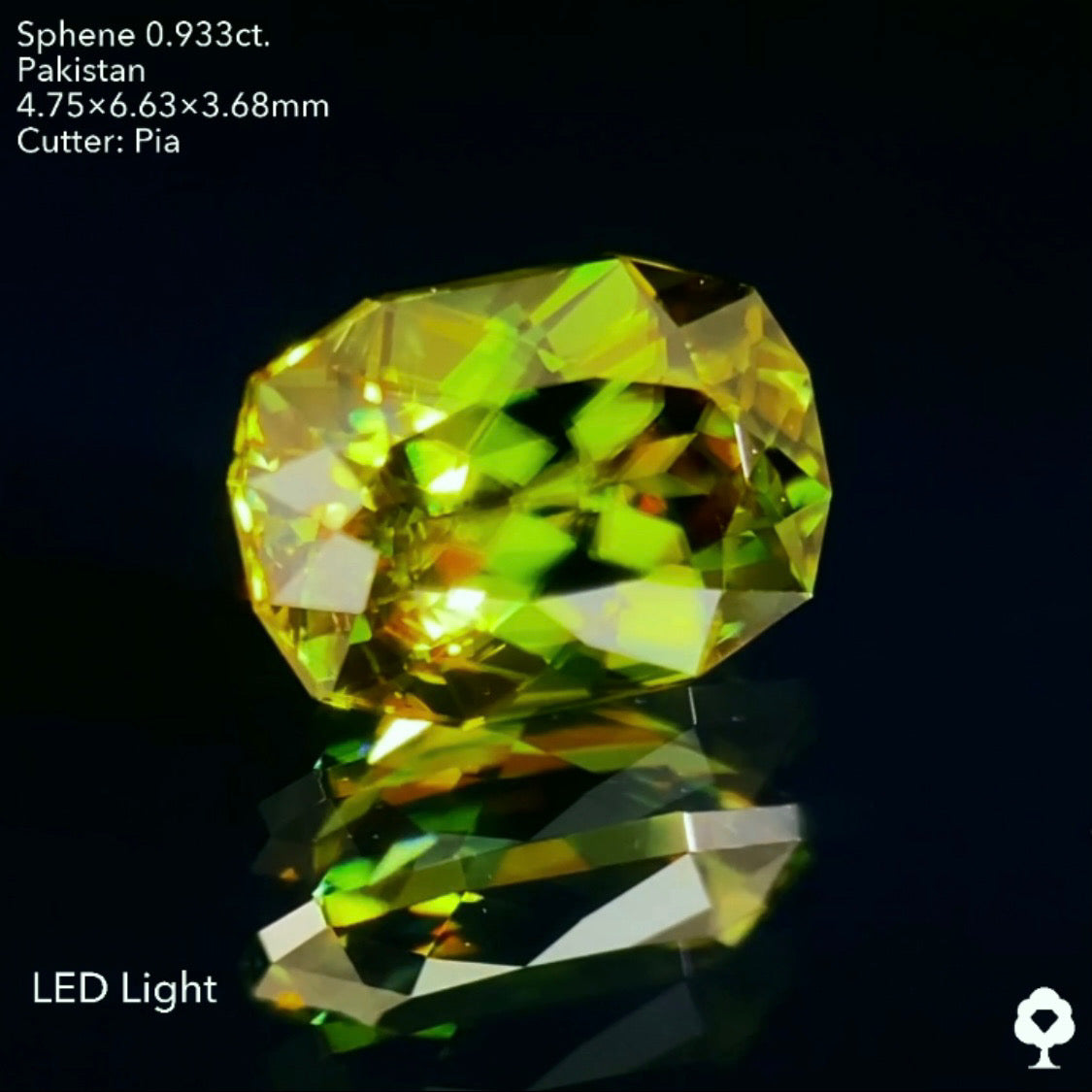 濃美グリーンに散りばめられる赤ファイアー★パキスタンスフェーン0.933ct. ピアッちゃん作品