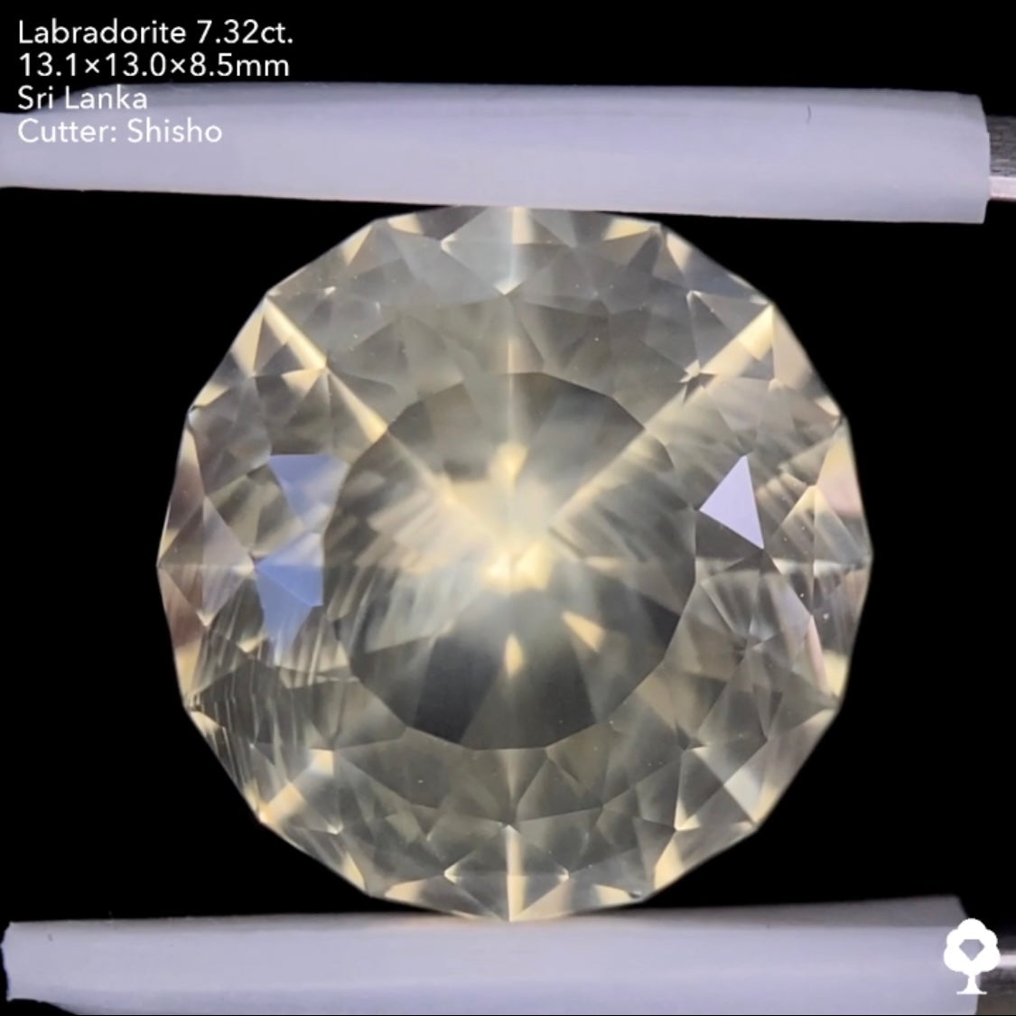 打ち上げ花火のようなシラーの3ステップクラウンファンシーラウンド★ゴールデンラブラドライト7.32ct. 師匠作品