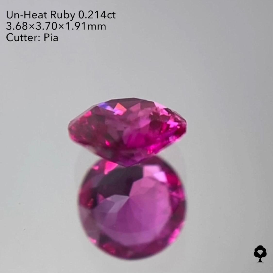【20:20終了】鮮やかさ明るさ抜群の美色ラウンド★非加熱ルビー0.214ct ピアッちゃん作品