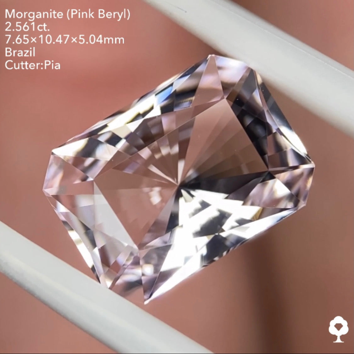 【五月病を吹っ飛ばせキャンペーン💨】淡ピンクと鋭いカットの組み合わせが最高にモダン★モルガナイト 2.561ct ピアッちゃん作品
