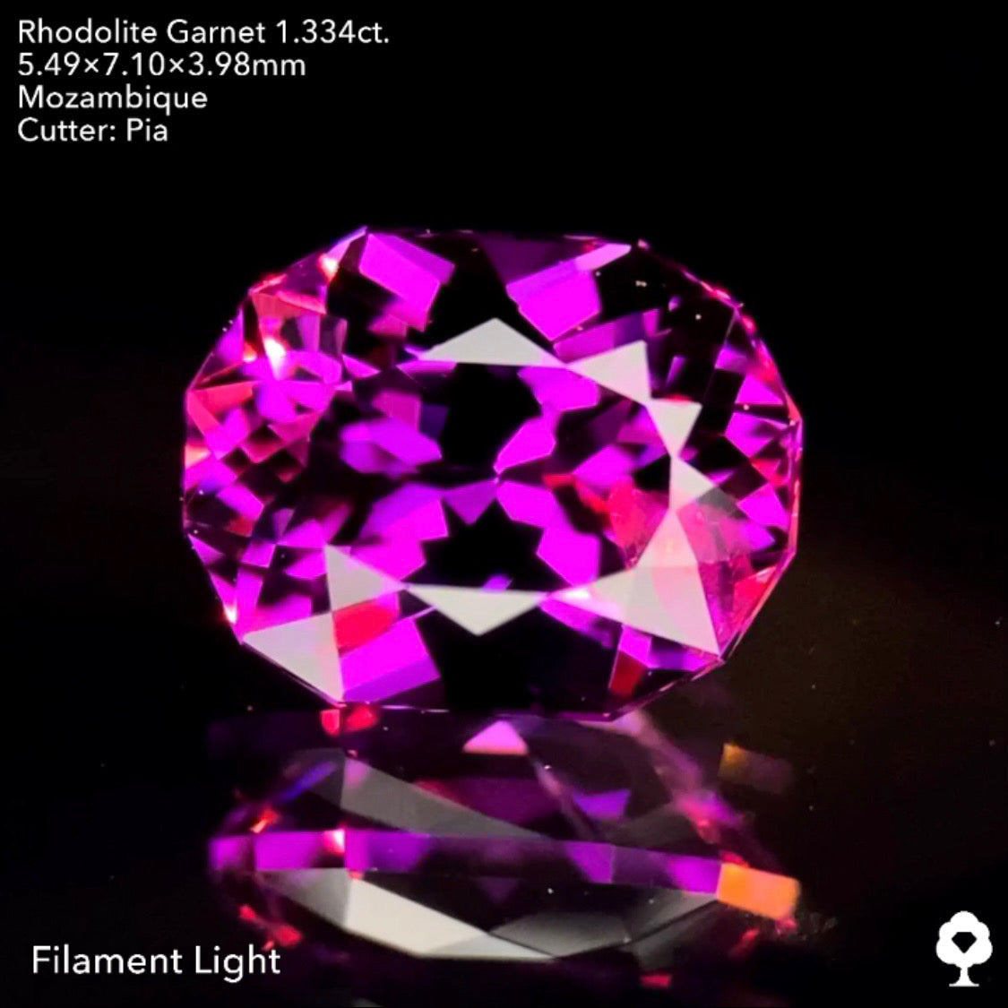 【サイレンタイムセール】ブルーファイアー踊る可愛いカプセル型ファンシーオーバル★ロードライトガーネット1.334ct. ピアッちゃん作品