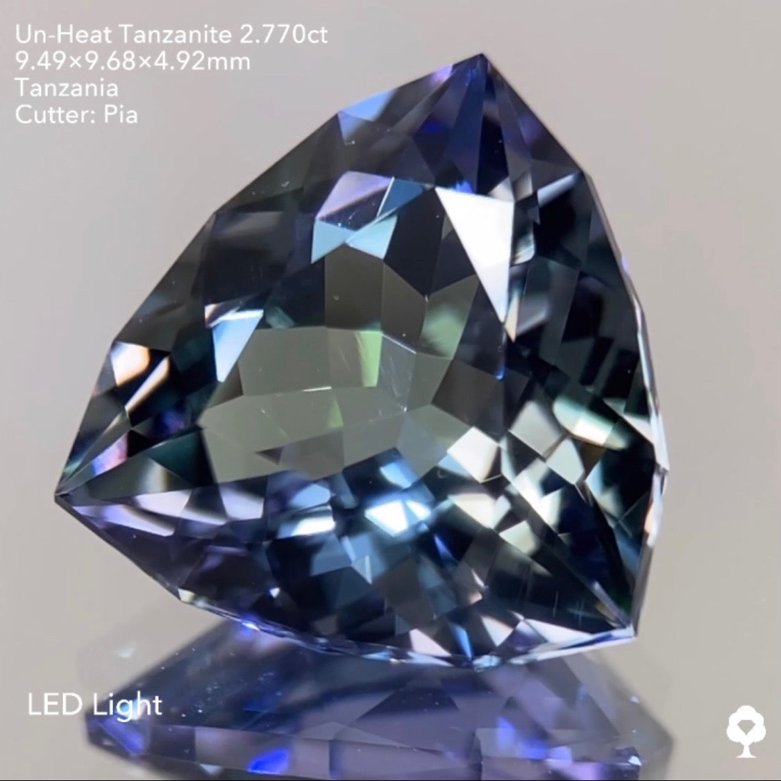 SOLD OUT【GTJウェブサイト個展プライス】非加熱の多色感がファンシートリリアントによって激カッコよく仕上がる★非加熱タンザナイト2.770ct ピアッちゃん作品