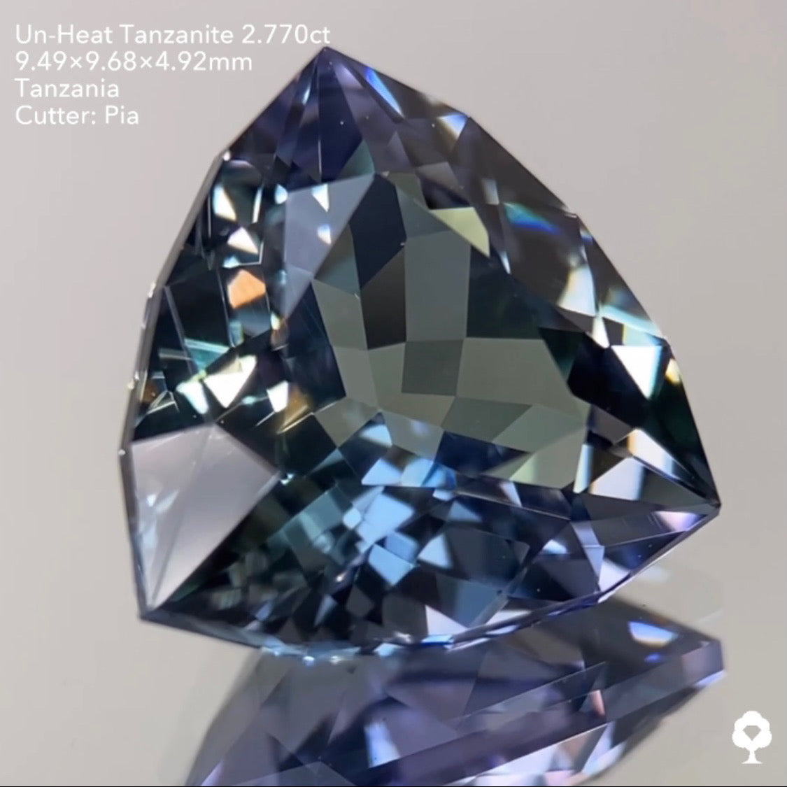 SOLD OUT【GTJウェブサイト個展プライス】非加熱の多色感がファンシートリリアントによって激カッコよく仕上がる★非加熱タンザナイト2.770ct ピアッちゃん作品
