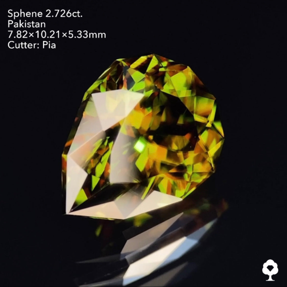 貫禄ある可愛らしいカタチで深いグリーンから強烈なファイアーを放つ★パキスタンスフェーン2.726ct ピアッちゃん作品