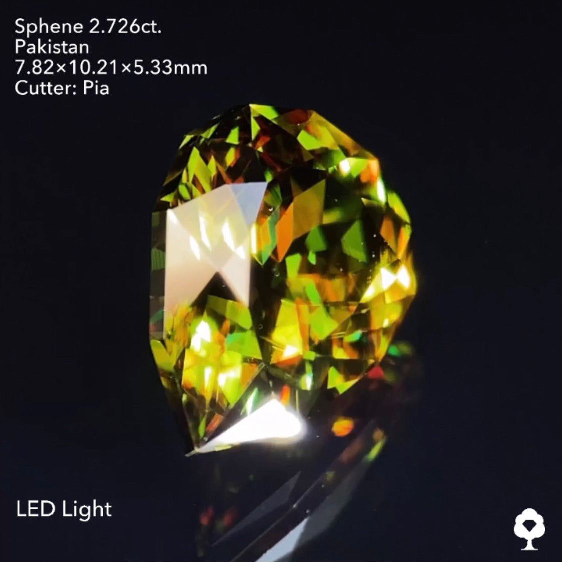 貫禄ある可愛らしいカタチで深いグリーンから強烈なファイアーを放つ★パキスタンスフェーン2.726ct ピアッちゃん作品