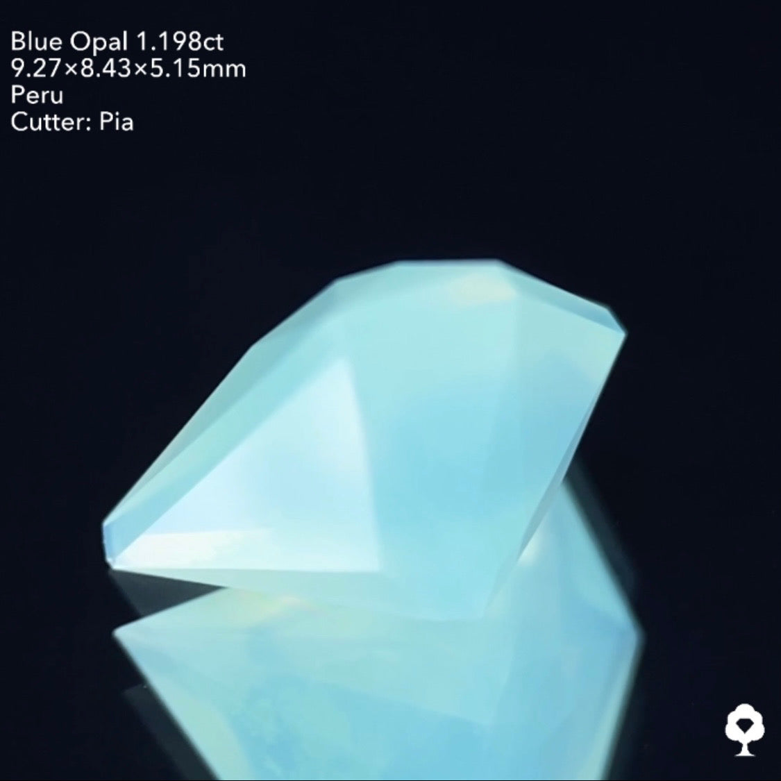 【ご落札者さま専用★1発入札オークション】シャープな宝石形に仕上げられた優しい雰囲気の美色★ブルーオパール 1.198ct ピアッちゃん作品