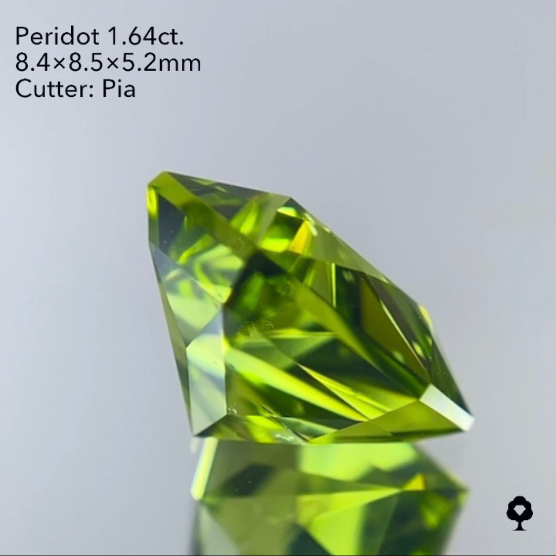 本日21:00スタート【ハラキリ1円15分オークション!!!】美色グリーンの先端長めの大人気宝石形カット★ペリドット1.64ct/ピアッちゃん作品