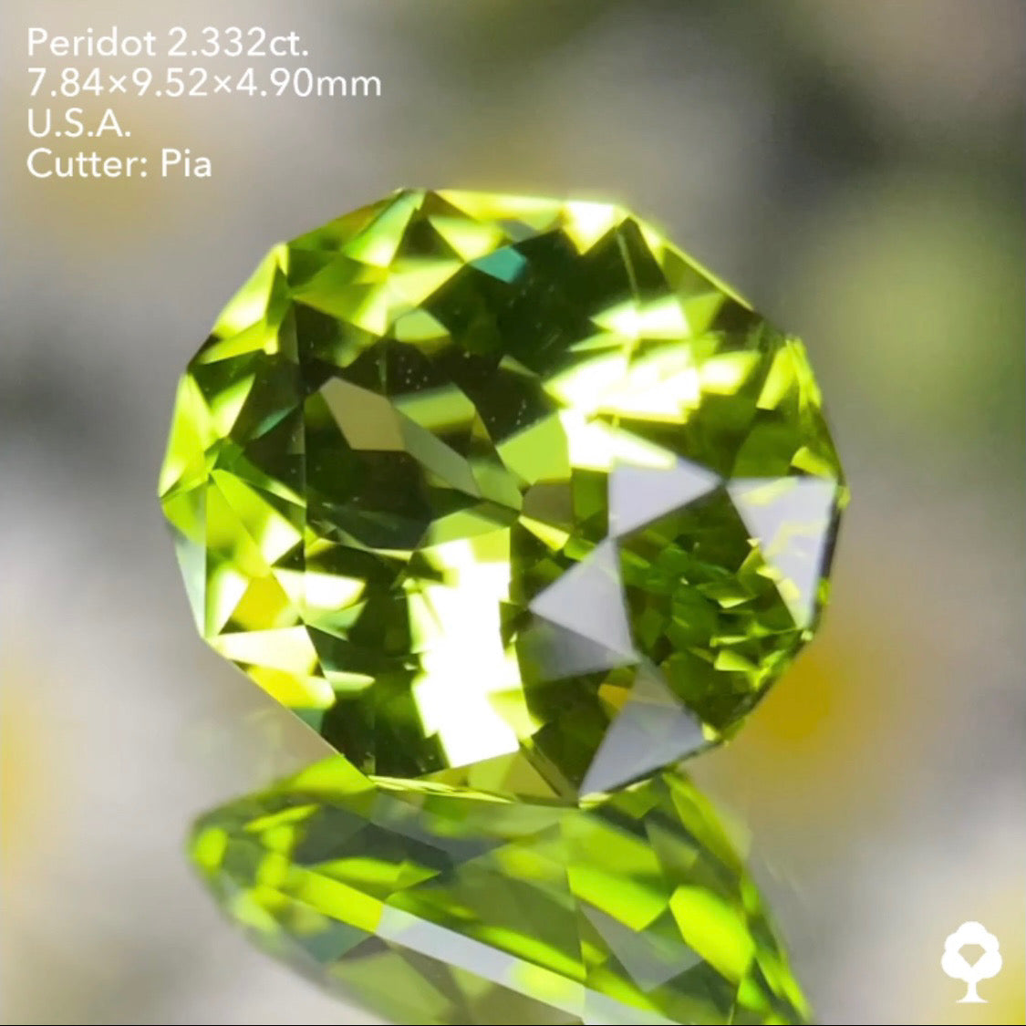 ファンシーオーバルの2ステップクラウンがピアッちゃんの進化を感じる美結晶★ペリドット2.332ct. アメリカ産 ピアッちゃん作品