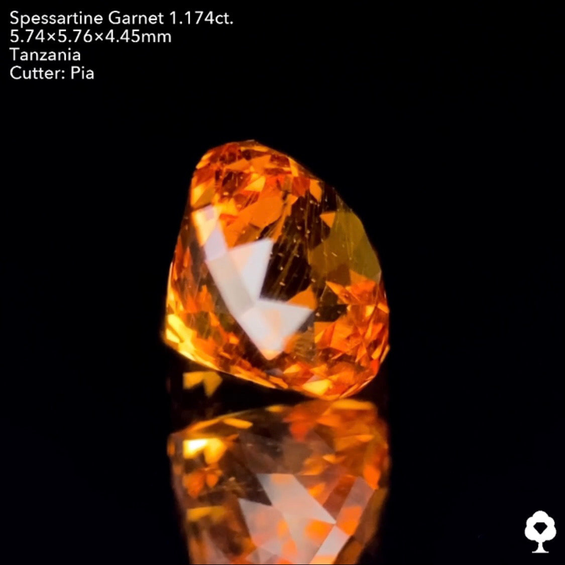 【お客さま専用】太陽のような煌めきを放つ針インクル入りの大人気16角形ラウンド★スペサタイトガーネット1.174ct.ピアッちゃん作品