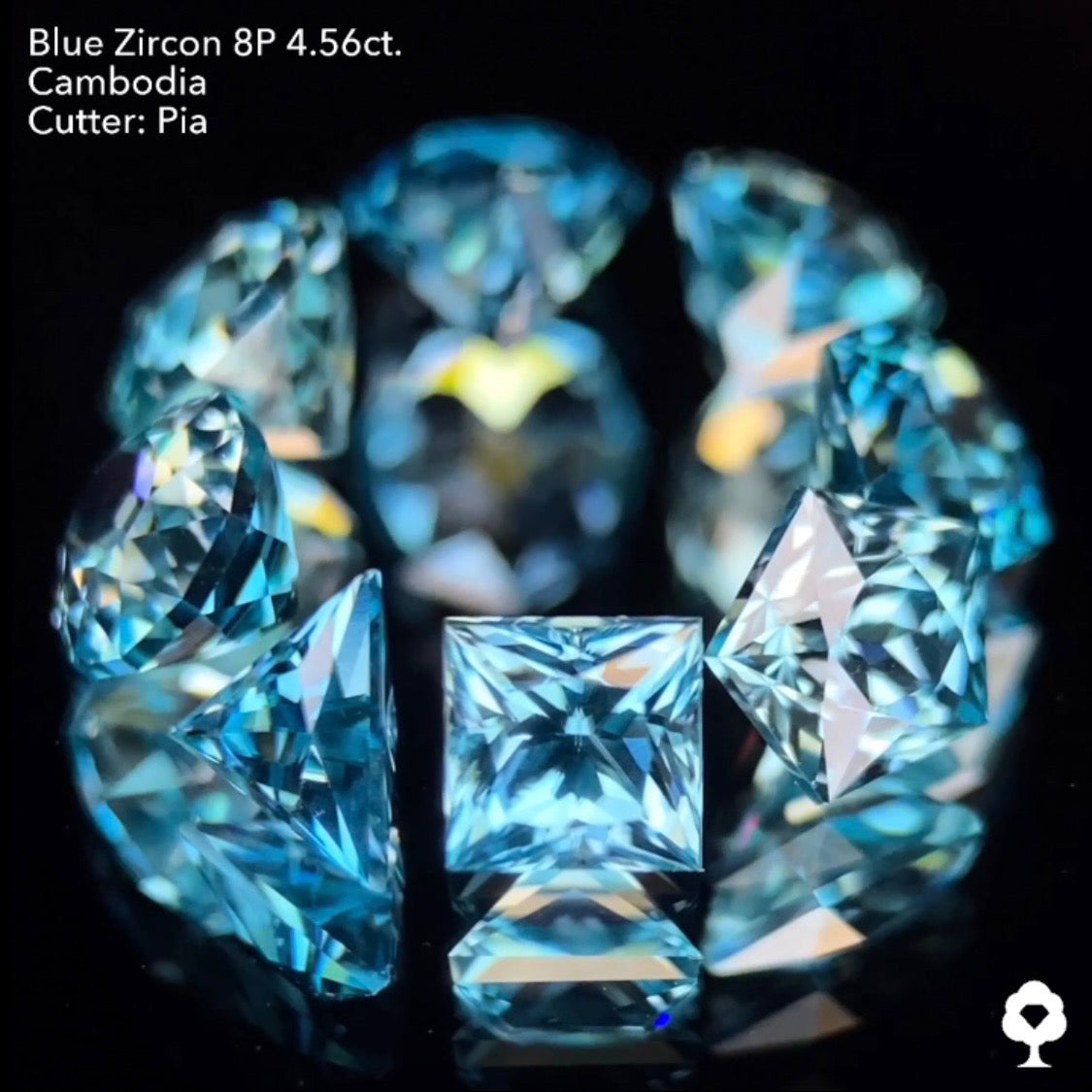 たまらないブルーと煌めきのピアッちゃん代表作多角形セット★ブルージルコン多角形8個セット計4.56ct.