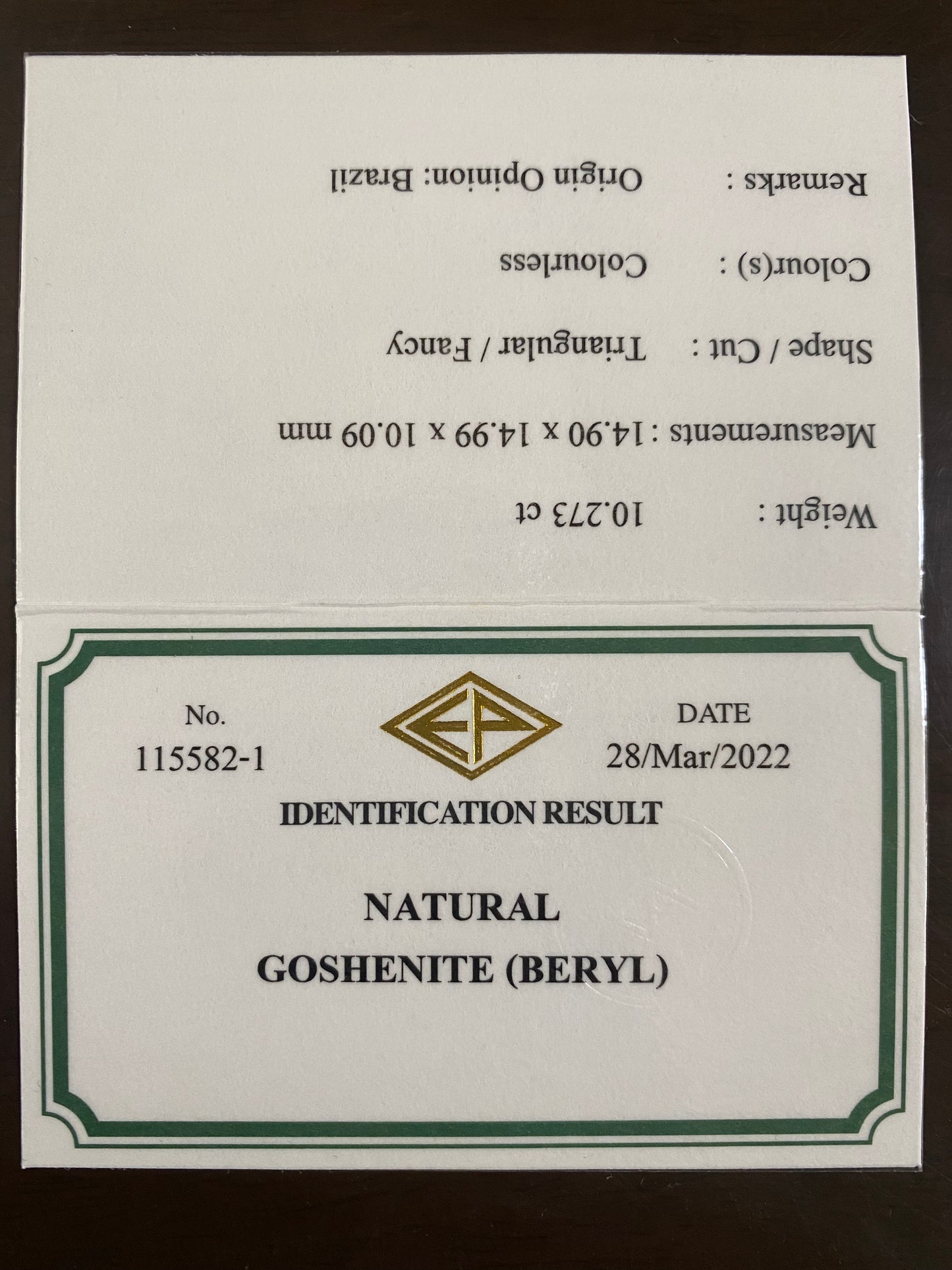 テーブル周りにキューブカットの施された大粒トリリアント★ゴッシェナイト10.273ct ゲオちゃん作品