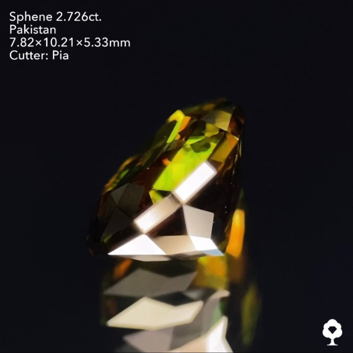 貫禄ある可愛らしいカタチで深いグリーンから強烈なファイアーを放つ★パキスタンスフェーン2.726ct ピアッちゃん作品