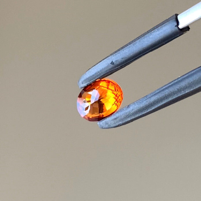 新作★ツルツル・メラメラの燃えるオレンジバフトップ★スペサタイトガーネット0.53ct