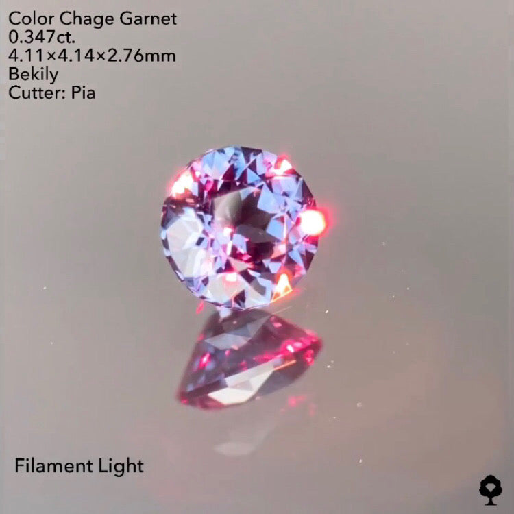 ★シッカリとした青味が美しい細やかな20角形ファンシーラウンド★ベキリーガーネット0.347ct ピアッちゃん作品