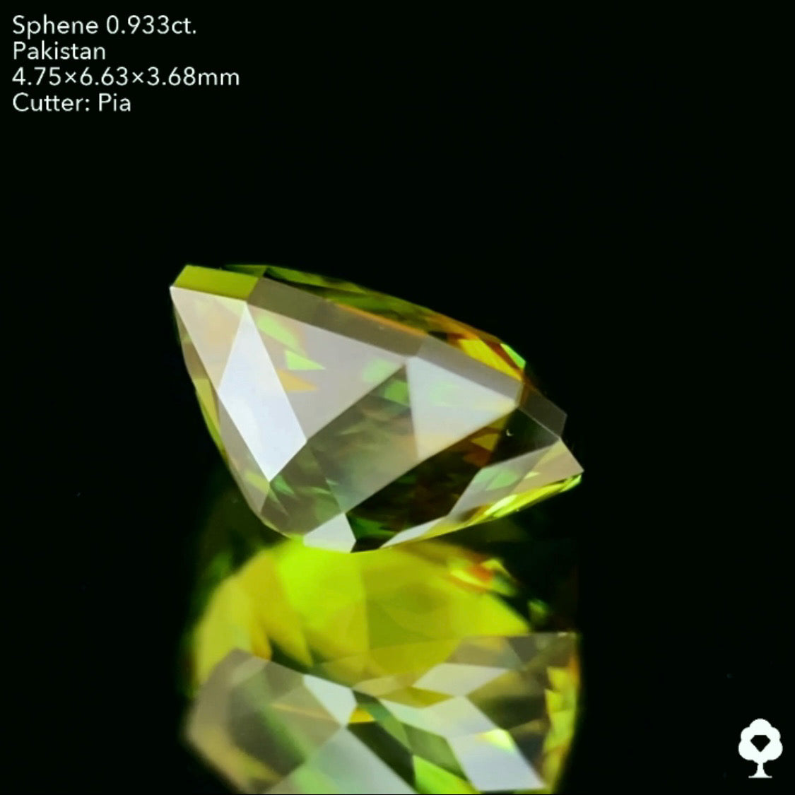 濃美グリーンに散りばめられる赤ファイアー★パキスタンスフェーン0.933ct. ピアッちゃん作品