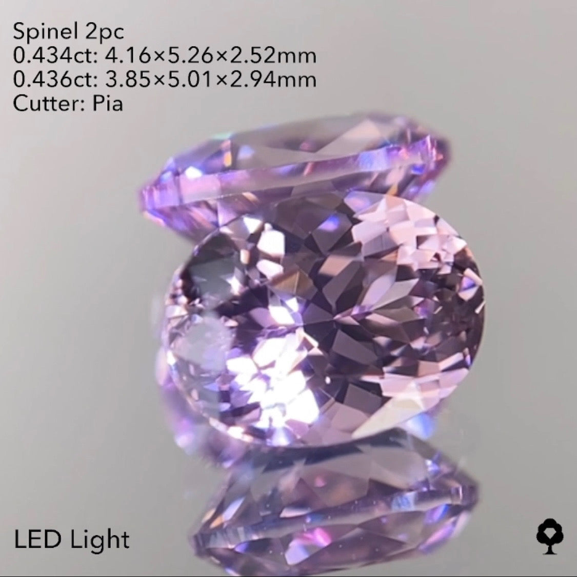 ★30分オークション★【21:10終了】可愛いピンクとパープルの色見比べセット★スピネル2個 0.434ct/0.436ct ピアッちゃん作品