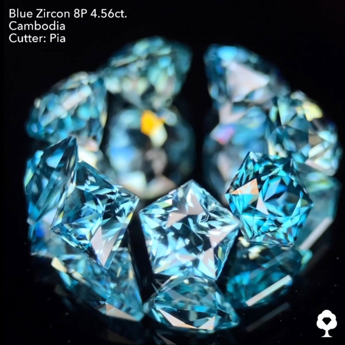 たまらないブルーと煌めきのピアッちゃん代表作多角形セット★ブルージルコン多角形8個セット計4.56ct.