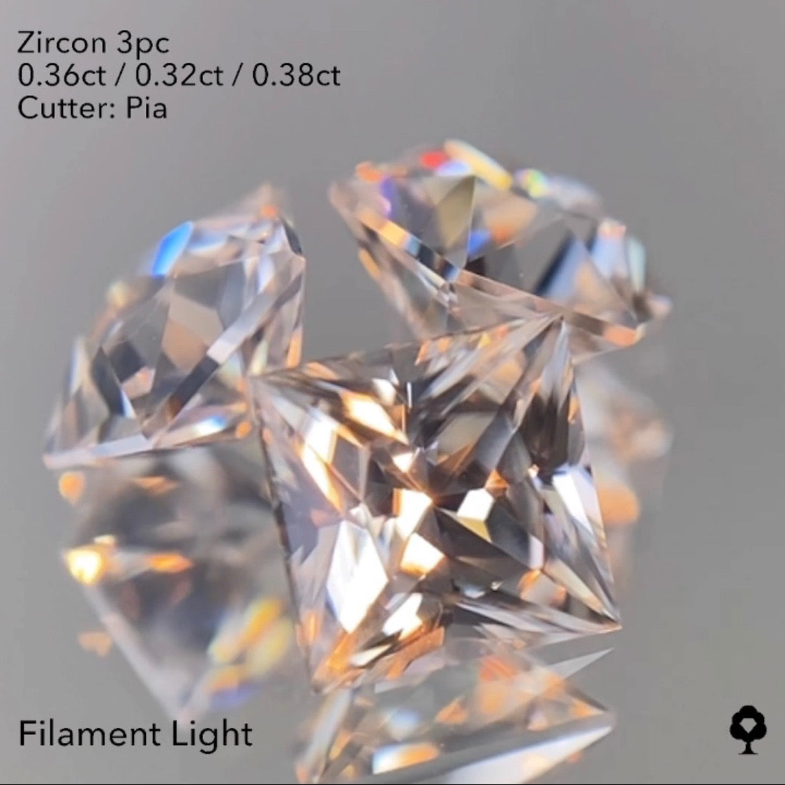 【20:40終了】輝きが止まらない大人気多角形4,5,6角形の3個セット★ジルコン 0.36ct/0.32ct/0.38ct ピアッちゃん作品