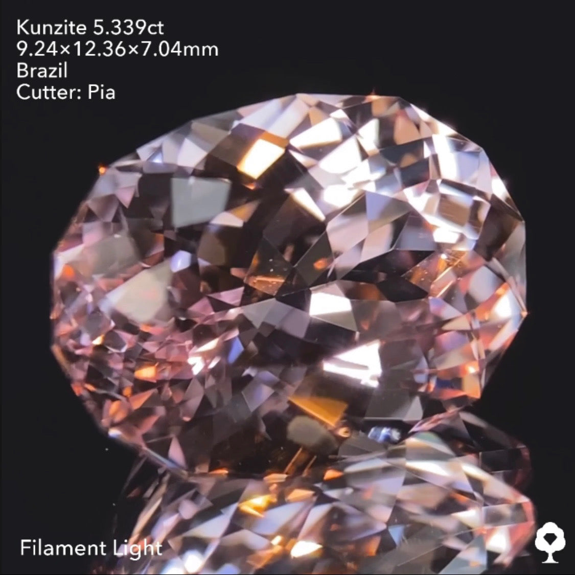 大粒ながら繊細なピンクのキラキラファンシーオーバル★クンツァイト5.339ct ピアッちゃん作品