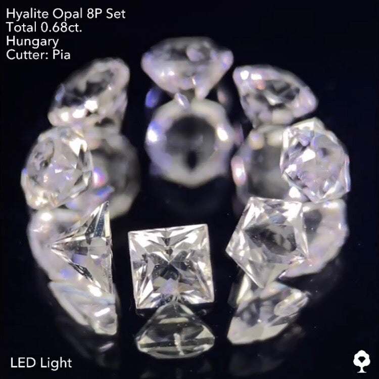 小粒ながらなんとも贅沢な多角形セット★ハンガリー産ハイアライトオパール8個セット計0.68ct. ピアッちゃん作品