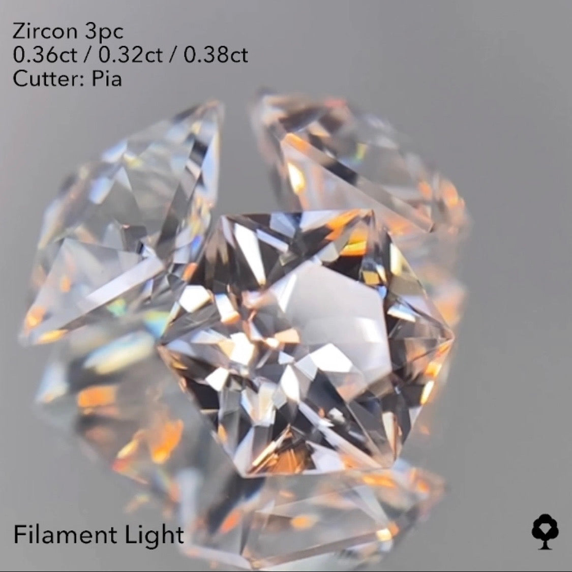 【20:40終了】輝きが止まらない大人気多角形4,5,6角形の3個セット★ジルコン 0.36ct/0.32ct/0.38ct ピアッちゃん作品