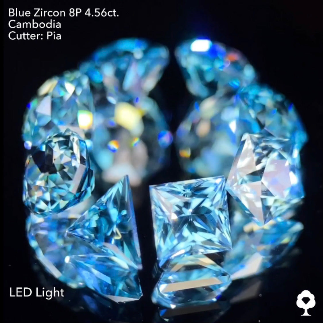 たまらないブルーと煌めきのピアッちゃん代表作多角形セット★ブルージルコン多角形8個セット計4.56ct.