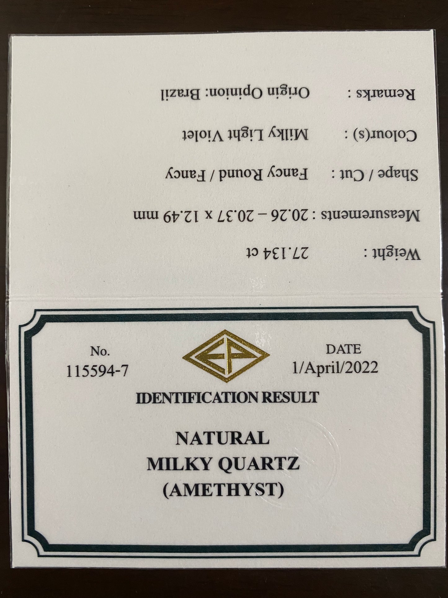 ミルキーさが波紋のように入るギザギザガードルラウンド★ミルキーアメジスト27.134ct ピアッちゃん作品