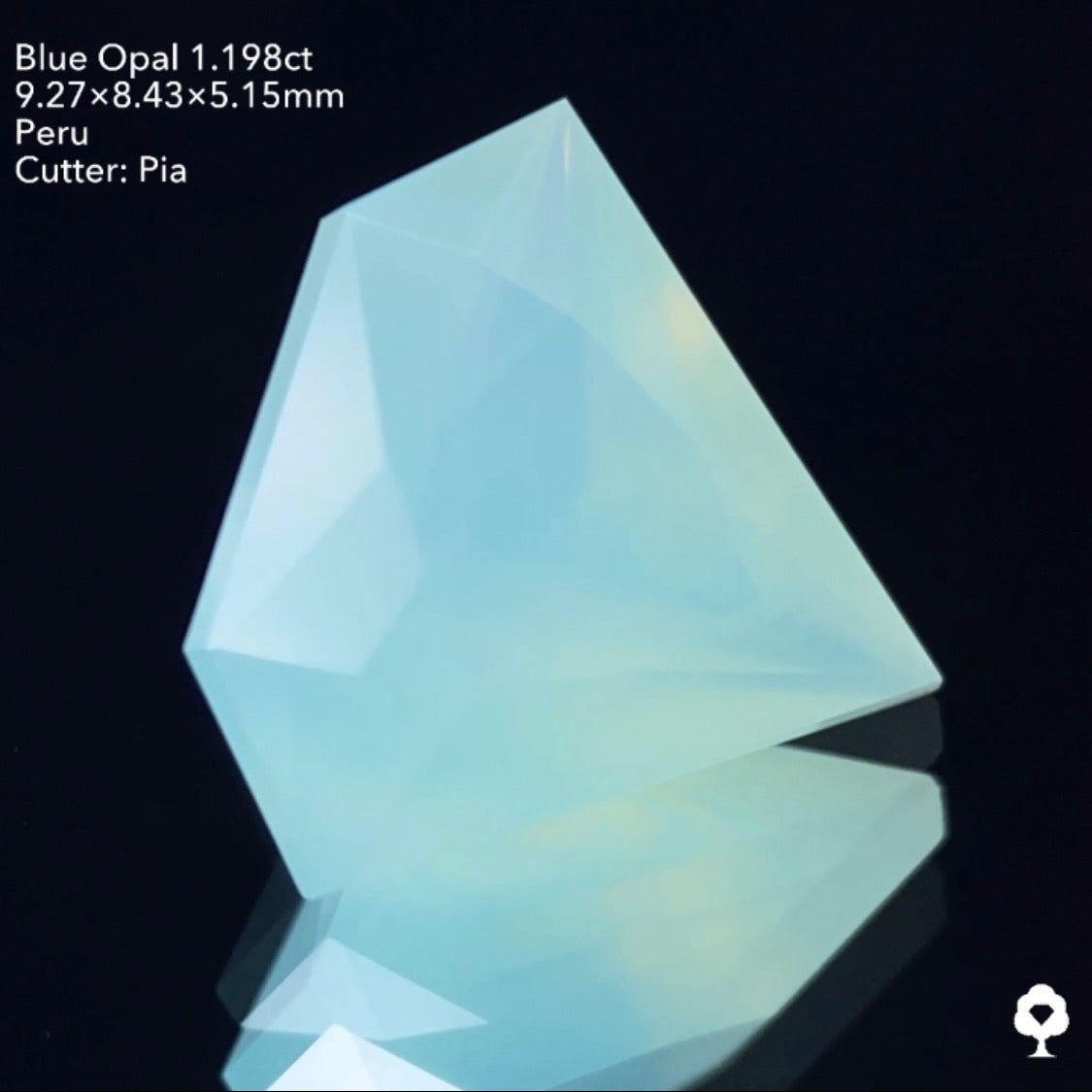 【ご落札者さま専用★1発入札オークション】シャープな宝石形に仕上げられた優しい雰囲気の美色★ブルーオパール 1.198ct ピアッちゃん作品