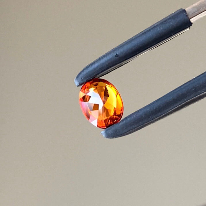 新作★ツルツル・メラメラの燃えるオレンジバフトップ★スペサタイトガーネット0.53ct