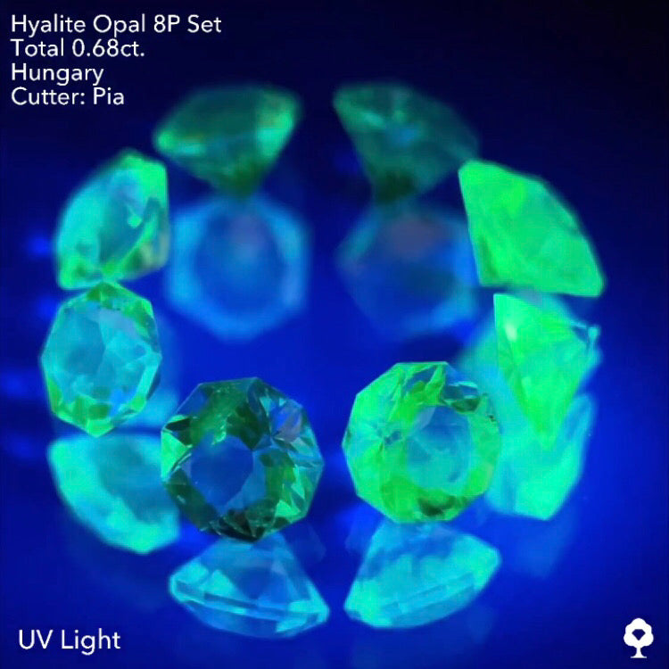 小粒ながらなんとも贅沢な多角形セット★ハンガリー産ハイアライトオパール8個セット計0.68ct. ピアッちゃん作品