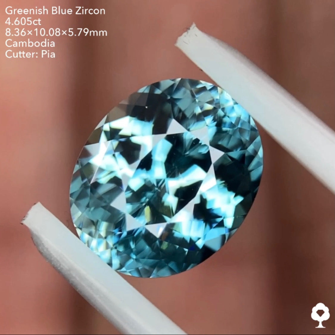 【7/1終了‼️1ヶ月オークション‼️】グリニッシュブルージルコン 4.605ct ピアッちゃん作品