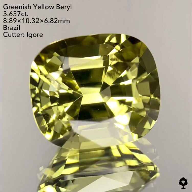 【お客さま専用】グリニッシュイエローベリル3.637ct. イガちゃん作品★ハラキリプライス