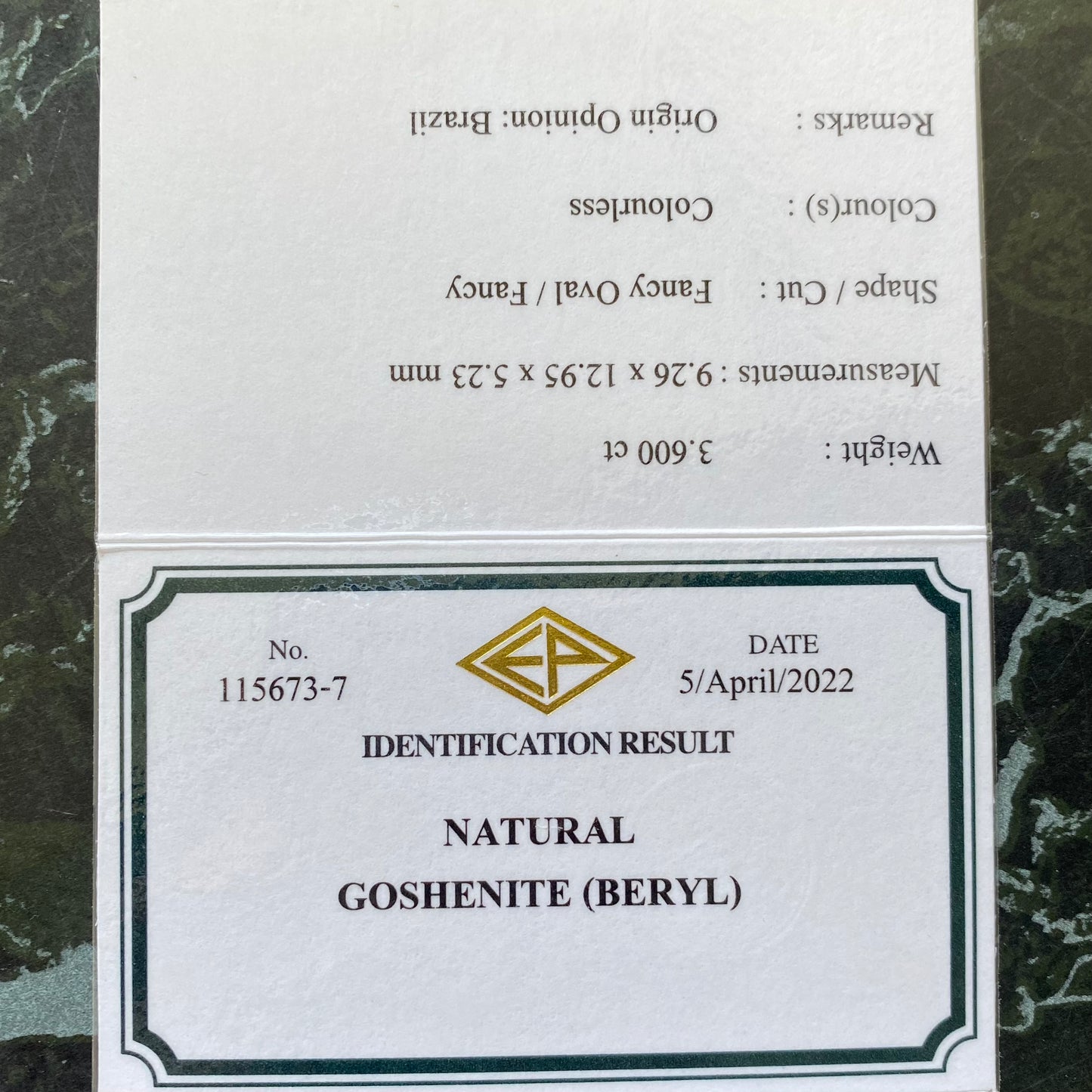 最高のクラリティから放たれる凄まじい輝きの抜群カット★ゴッシェナイト3.600ct ピアッちゃん作品